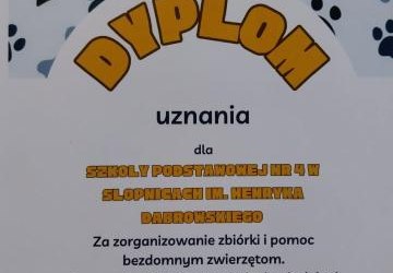 Podziękowanie za zbiórkę na rzecz Schroniska dla zwierząt w Dobrej