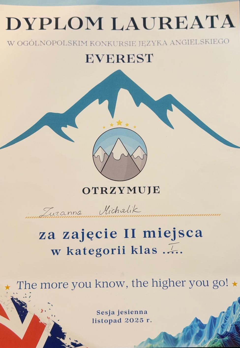 Laureaci konkursu języka angielskiego ,,EVEREST