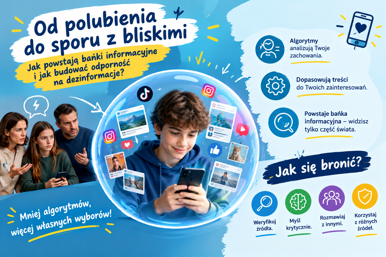 Od polubienia do sporu z bliskimi. Jak powstają bańki informacyjne i jak budować odporność na dezinformacje?