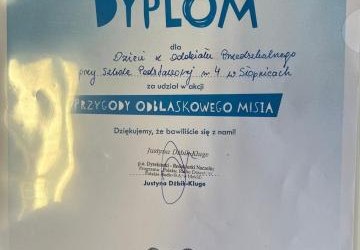 UDZIAŁ W OGÓLNOPOLSKIM KONKURSIE PLASTYCZNYM ORGANIZOWANYM PRZEZ POLSKIE RADIO POD HASŁEM ,,PRZYGODY ODBLASKOWEGO MISIA”